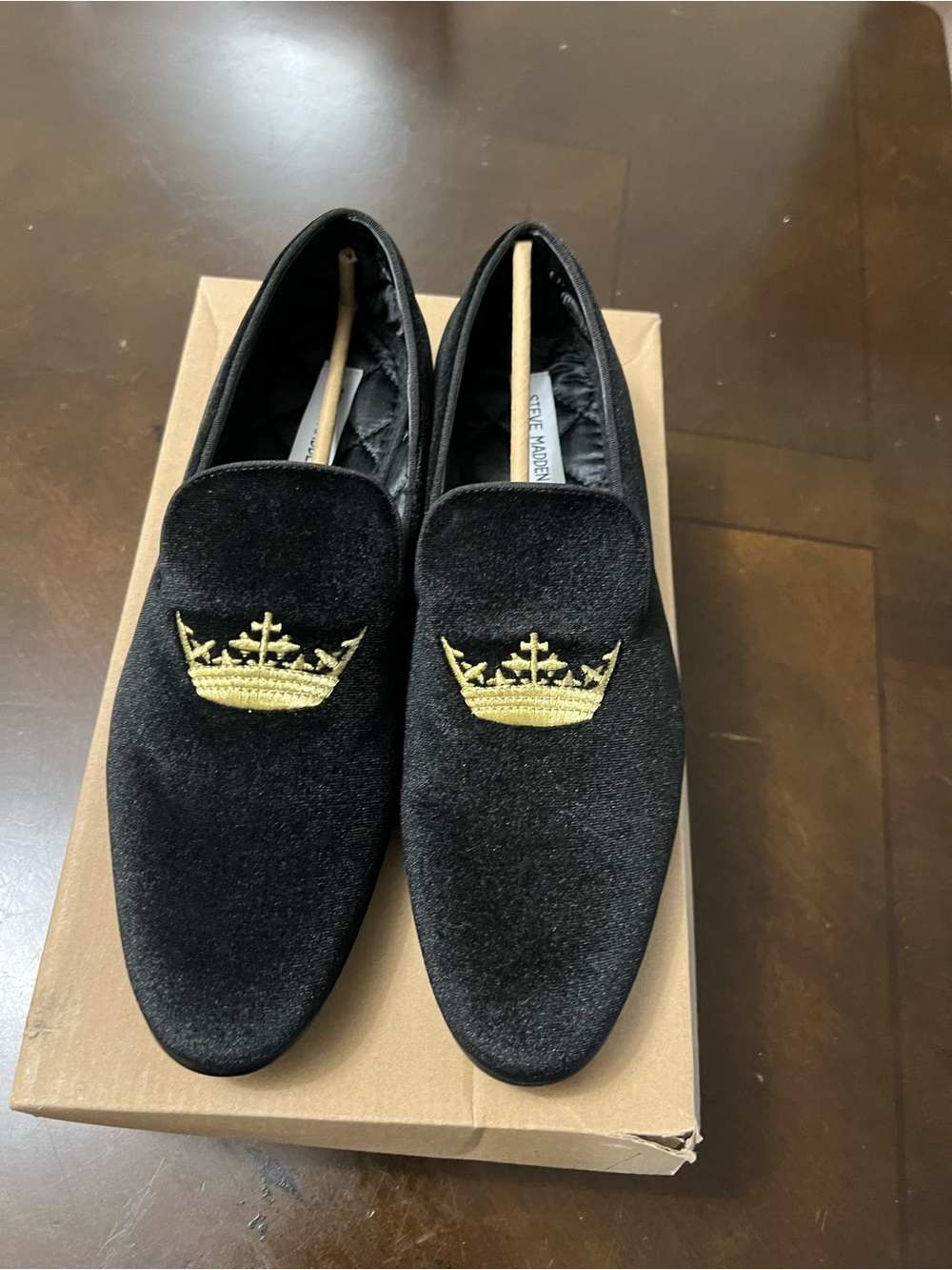 Steve Madden Edmund Black Velvet Shoe Box